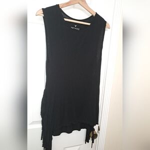 American Eagle Black Fringe Top